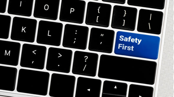 Safety first keyboard image representing secure account access